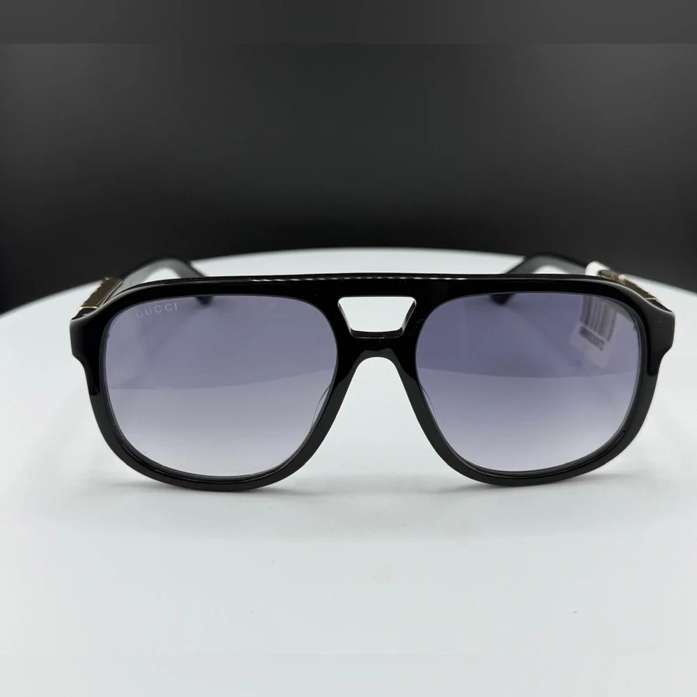 Gucci Black Sunglasses with Gold Logo Accent